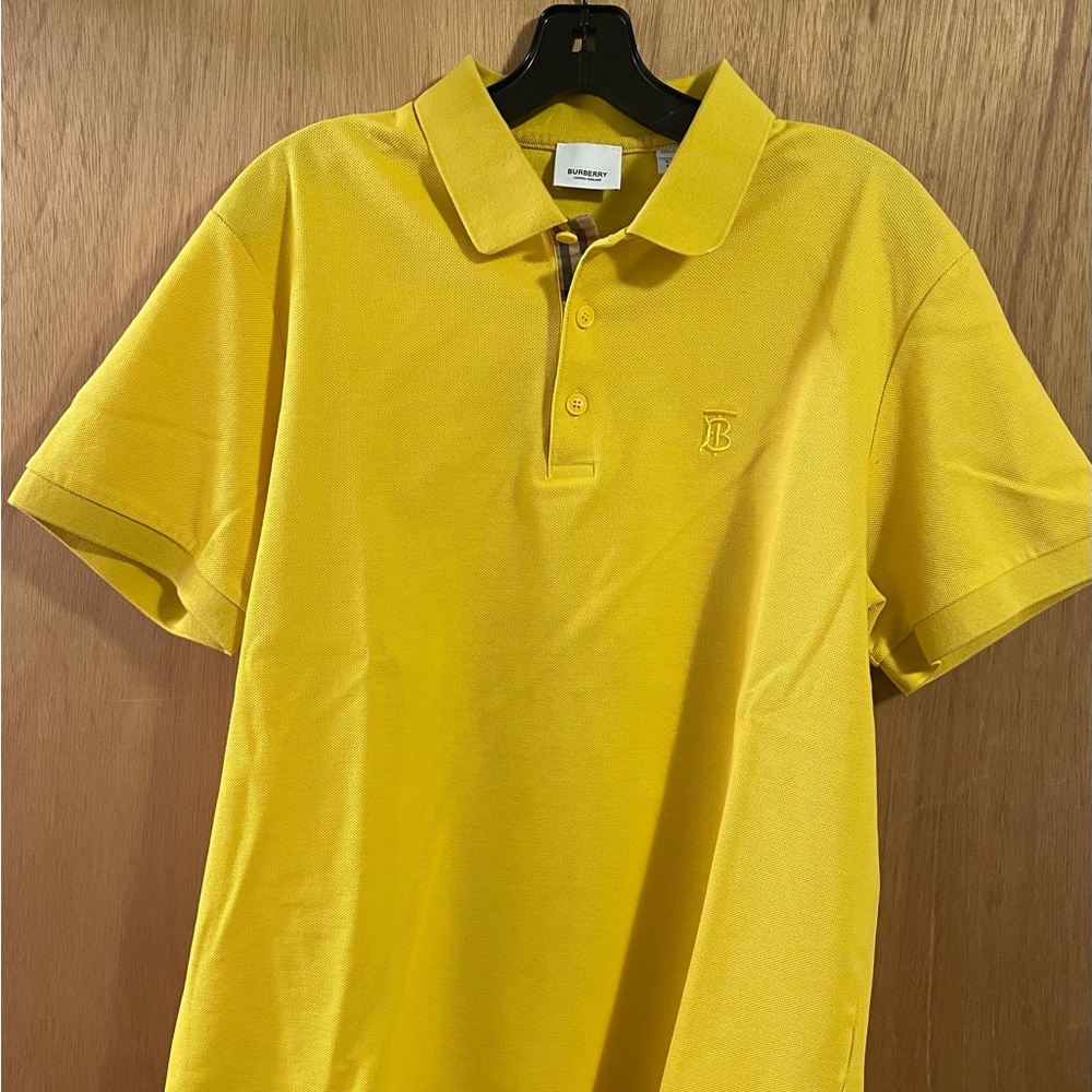 Burberry Monogram Motif Cotton Piqué Canary Yellow Polo Shirt XL $520
